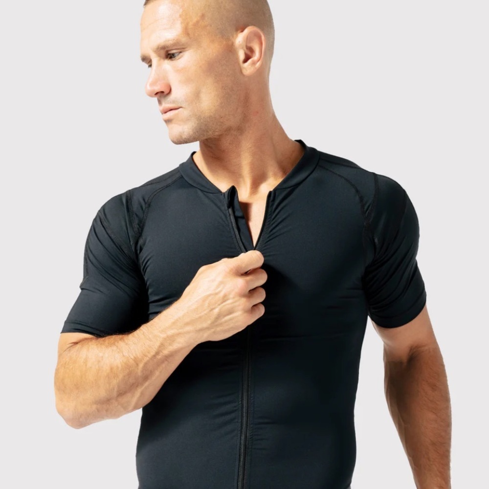🥑 DFND 3/4 zip men's short sleeve compression shirt black large - Picture 9 of 10